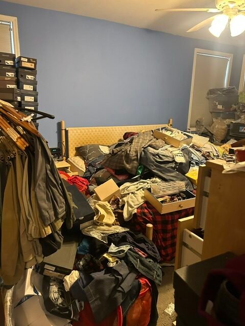 Bedroom before decluttering and organization